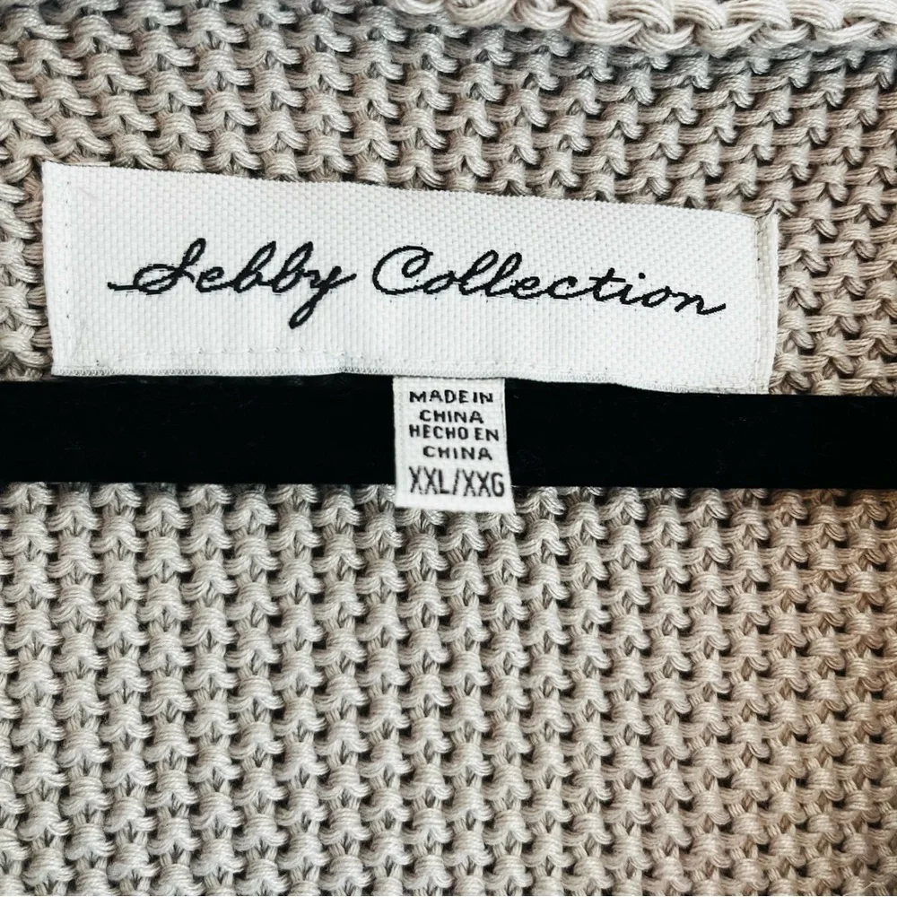 Sebby Collection Faux Fur Vest Women's XXL Tan Crochet Knit Cozy - Picture 3 of 10